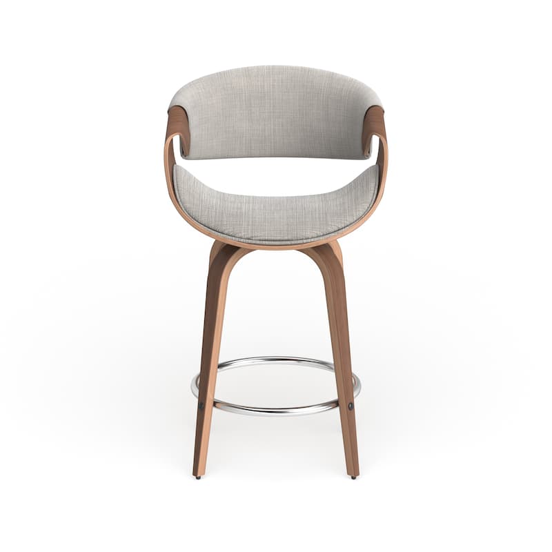 Carson Carrington Sauda 24-inch Mid-century Modern Walnut Wood and Fabric Counter Stool - N/A