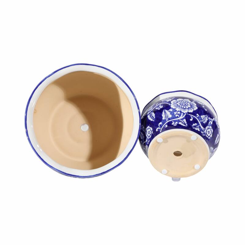 Traditional Ceramic Chinoiserie Planters - Set of 2