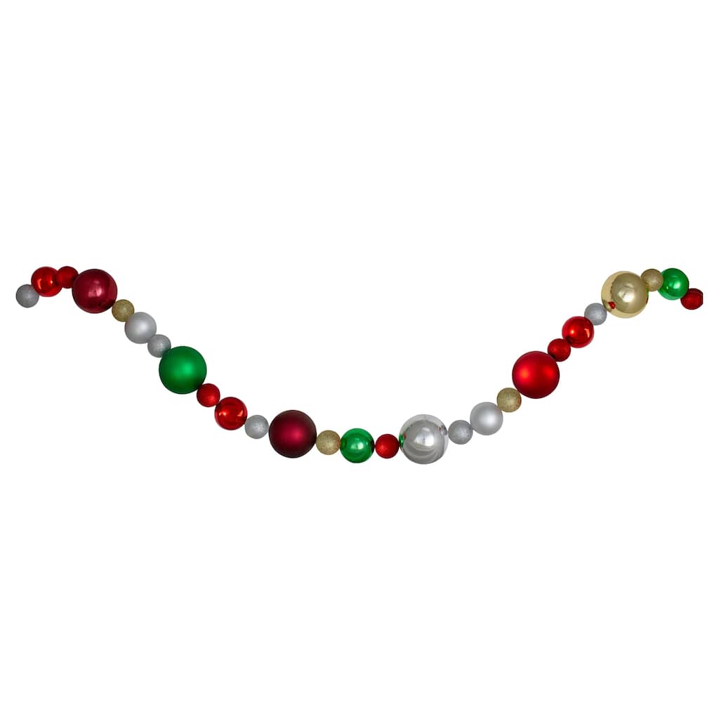 6' Colored Shatterproof Ball Artificial Christmas Garland Unlit