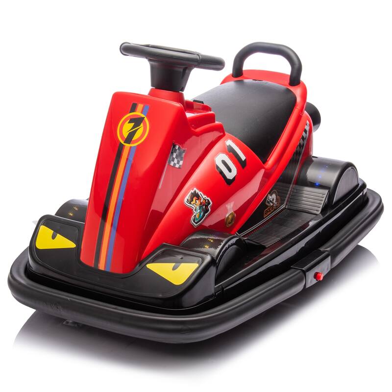 12V Kids Electric Bumper Car, Dual Motors, 360° Rotation, LED Flow Lights, Music, Horn & Fun Collision Effects for Ages 3-5 - Red