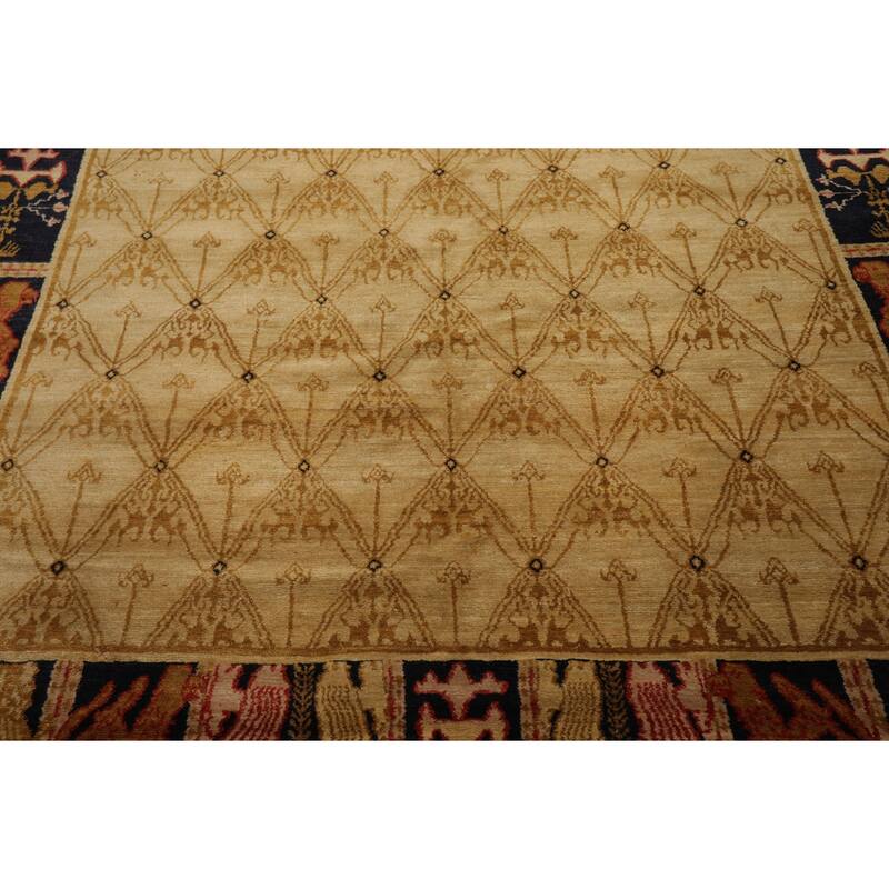 8'2''x9'10'' Hand Knotted Beige Wool Tibetan Transitional Area Rug - 8' 2'' x 9' 10''