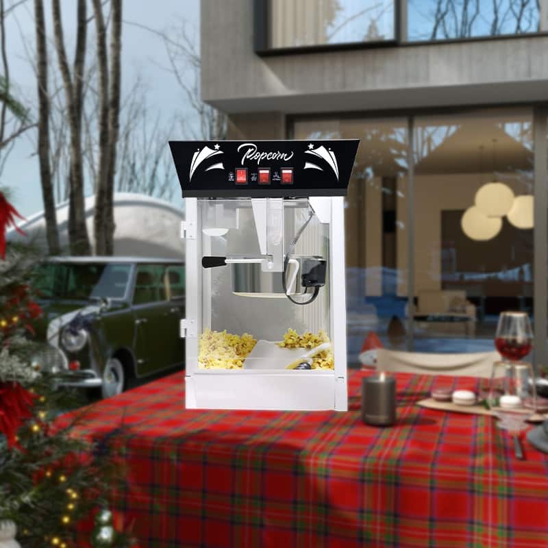 Commercial Popcorn MAKER Machine, 12 Ounce Kettle Stainless Steel Popcorn Maker with Tempered Glass, Warming Deck