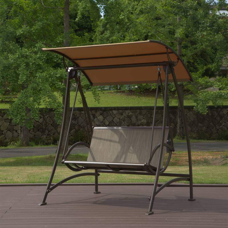 Steel 2-Seat Patio Swing with Canopy