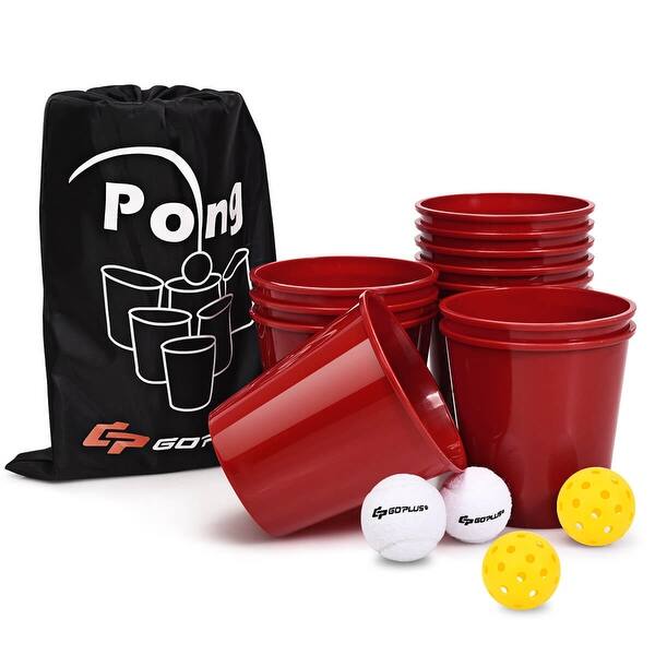 slide 2 of 9, Costway Yard Pong Giant Pong Game Set Carry Bag Outdoor Backyard Game - See Details Red - See Details - Kids