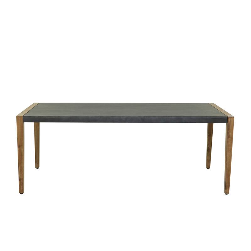 Dark Gray Wood Outdoor Table with Wood Legs