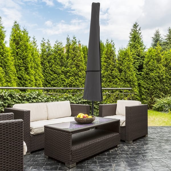 14 foot patio umbrella covers Pure Garden Heavy-Duty Waterproof Market Outdoor Patio Umbrella Cover, Gray