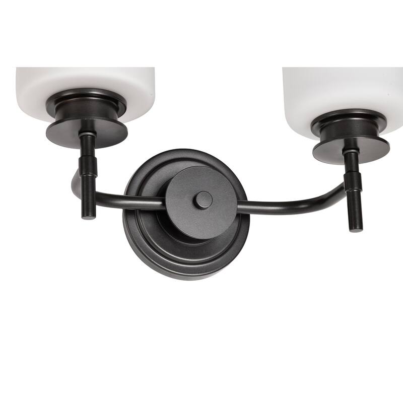 Warren 2 Light Vanity Gun Metal with Satin White Glass - Gun Metal