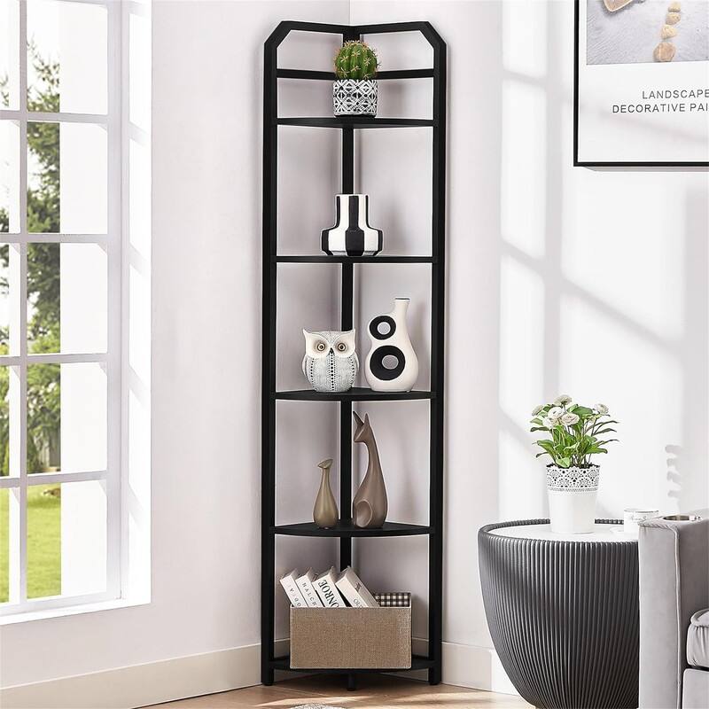 Metal Storage Rack - 12.6"D x 23.62"W x 57.28"H - 12.6"D x 23.62"W x 57.28"H - Black