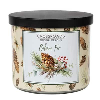 15oz Balsam Fir Candle in Festive Pinecone Jar with Black Lid - 3.50"L x3.50"W x 4.00"H