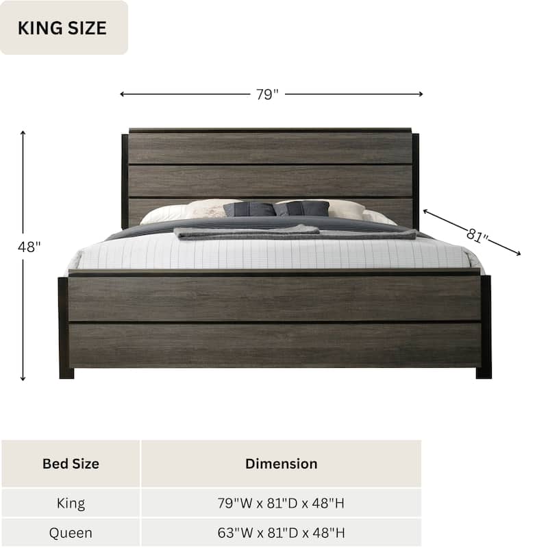 Roundhill Furniture Ioana 187 Antique Grey Finish Wood King Size Bed