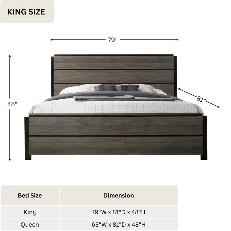Roundhill Furniture Ioana 187 Antique Grey Wood 6-piece King-size Bedroom Set