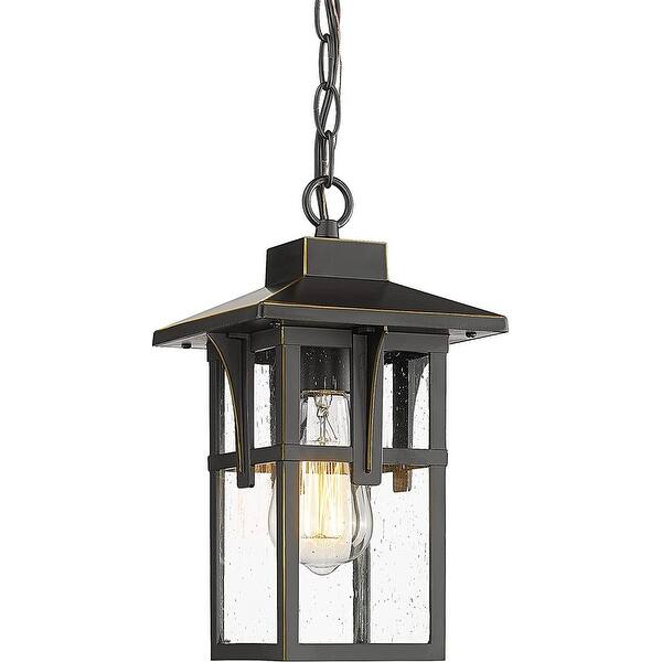 Outdoor Pendant Lights with Height Adjustable Chain, Seeded Glass Shade