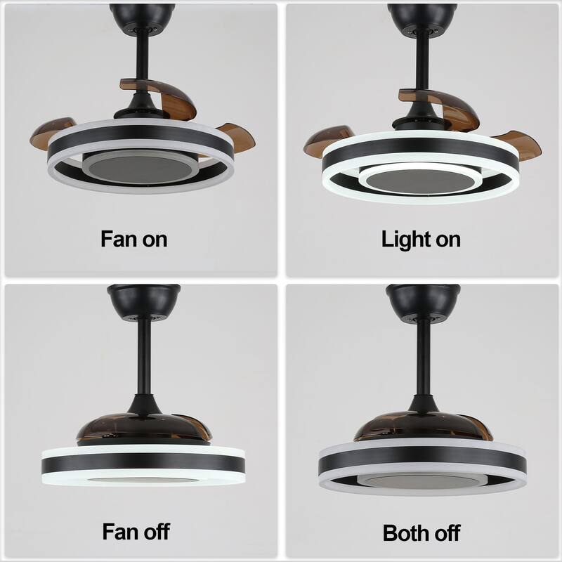 Oaks Aura Morton 22in.Black Modern Smart Ceiling Fan with Lights,Dimmable 6-Speed Quiet Reversible Bedroom Ceiling Fan w/Remote