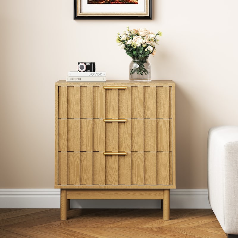 3 Drawer Dresser Set of 2 with Fluted Panel Design