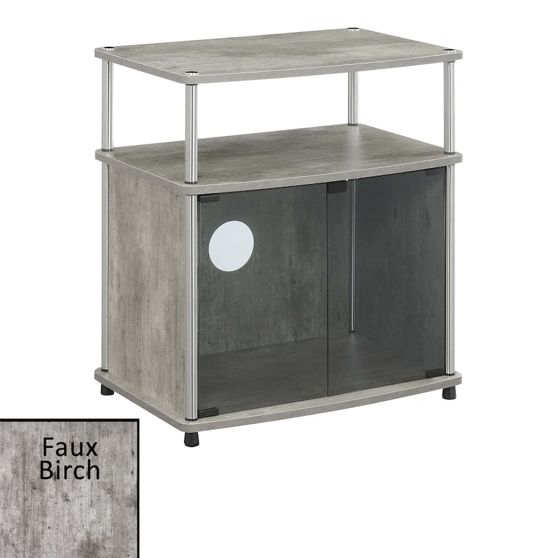 Convenience Concepts Designs2Go TV Stand with Black Glass Storage Cabinet and Shelf for TVs up to 26 Inches