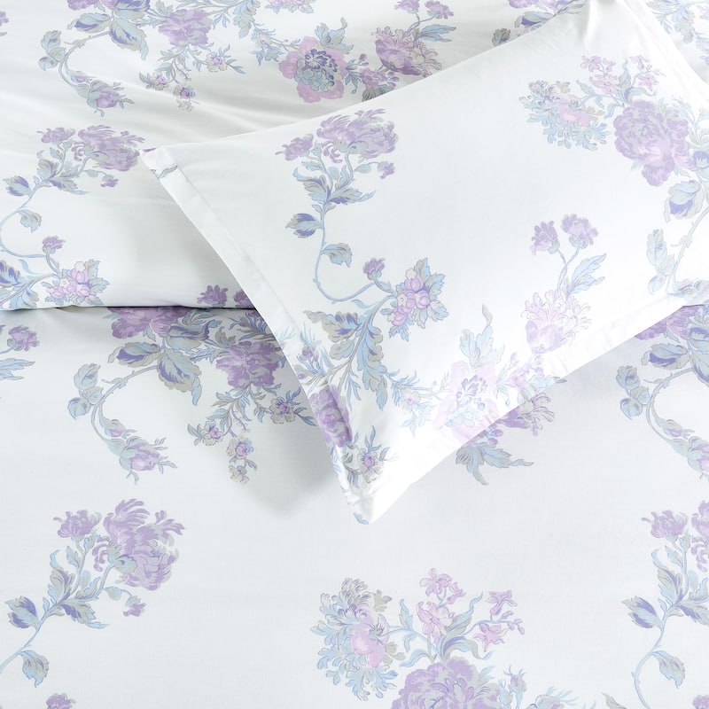 Bedford Percale Cotton Jardin De Purple Duvet Set