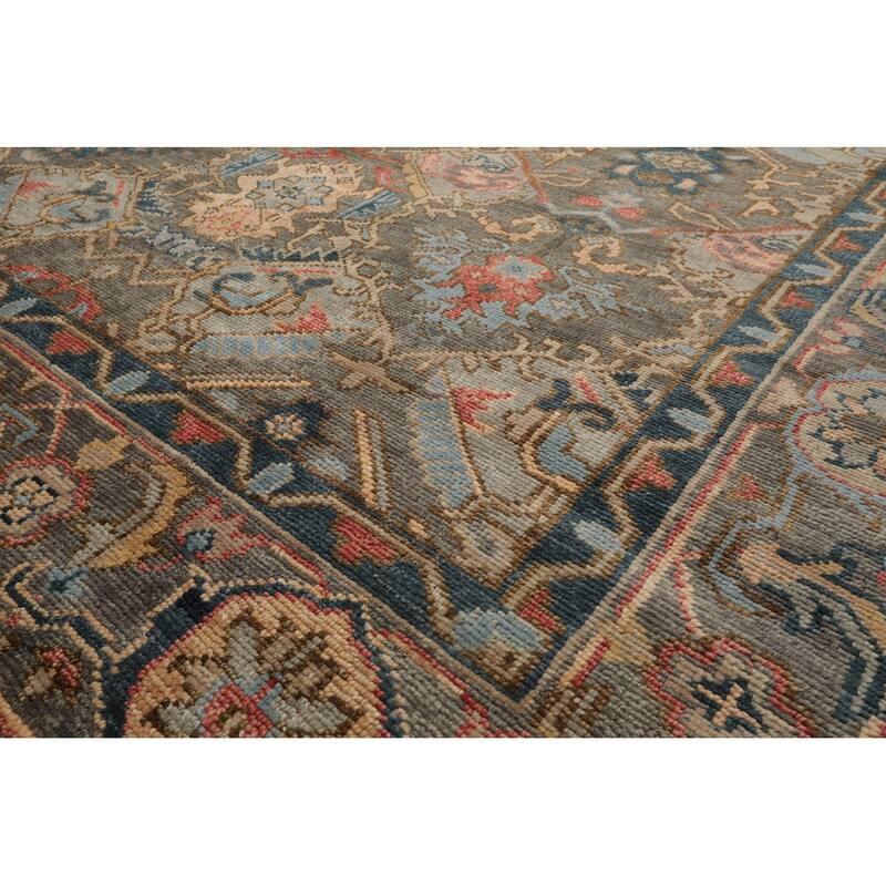 Hand Knotted Arts & Craft Mossy Gray Turkish Oushak 100% Wool Area Rug
