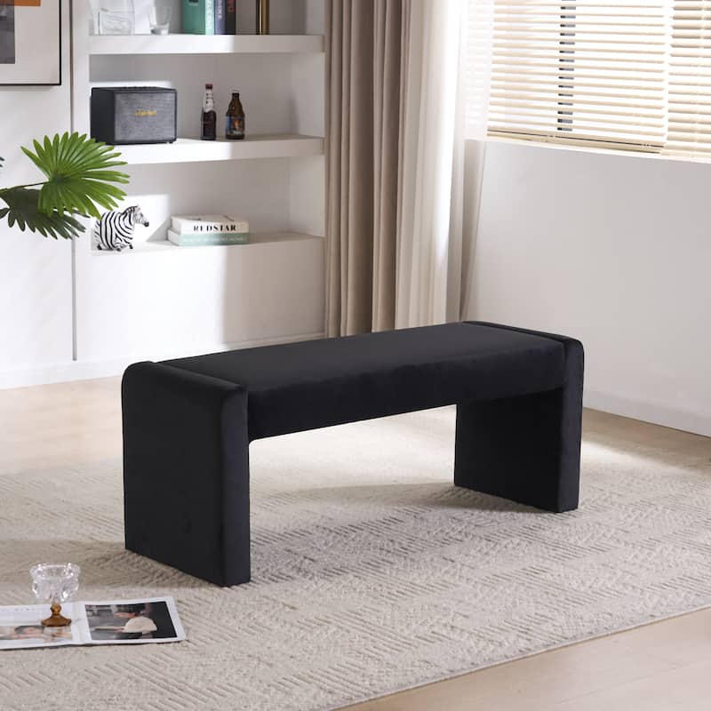 Velvet/Faux Leather Entryway Bench End of Bed Bench Upholstered Modern Window Bench for Dining Room/Bedroom