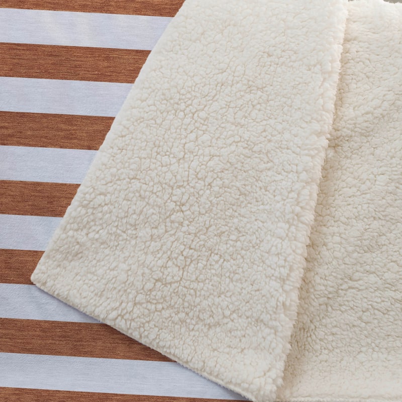 Premium Machine Washable Modern Stripes Sherpa Throw Blanket