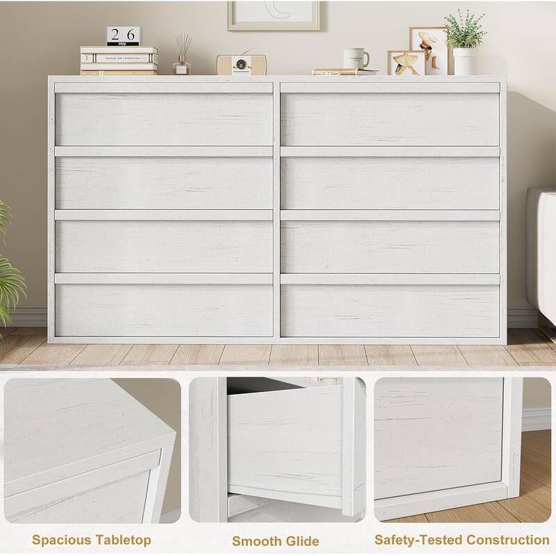 8 Drawer Dresser for Bedroom, 54" Wide Modern Double Dresser Organizer with Large Storage