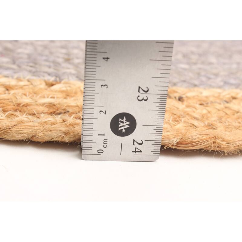 ECARPETGALLERY Braided Weave Palas Denizli Grey Jute Rug - 3'0 x 3'0