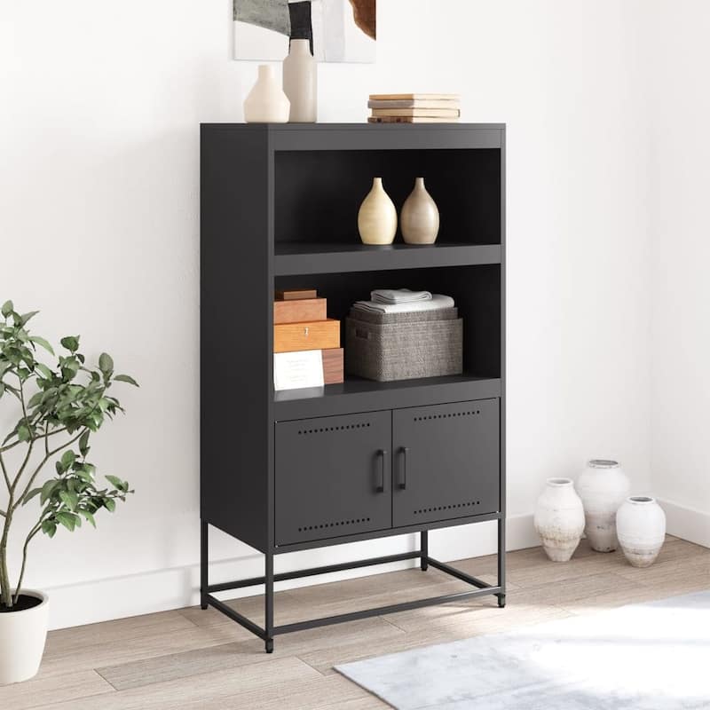 vidaXL Highboard Storage Side Cabinet Cupboard Living Room Furniture Steel - 27.0 x 15.2 x 48.6