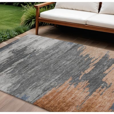 HomeRoots Abstract Transitional Rectangle Outdoor Rug
