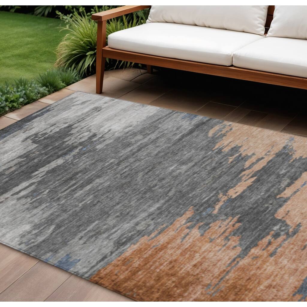 HomeRoots Abstract Transitional Rectangle Outdoor Rug