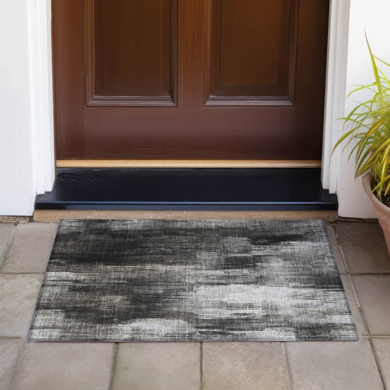 Hara Artistic Abstract Weather Resistant Blended Style Outdoor Rug