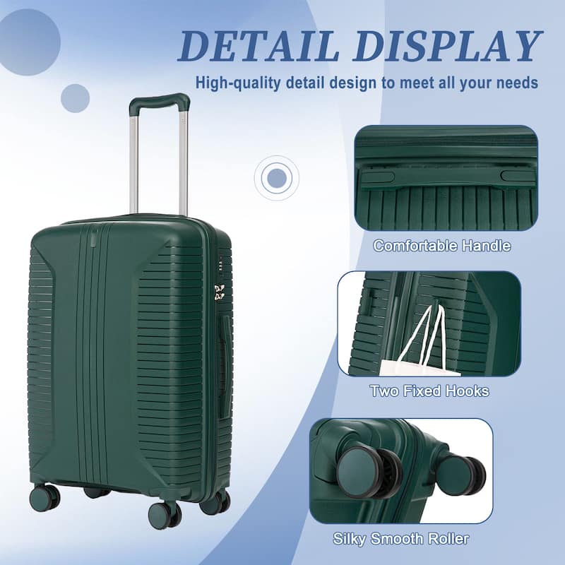 3-Piece, Modern Luggage Sets, Multi-functional Luggage with Spinner Spinner and Combination Lock, for Boarding Travel, Emerald