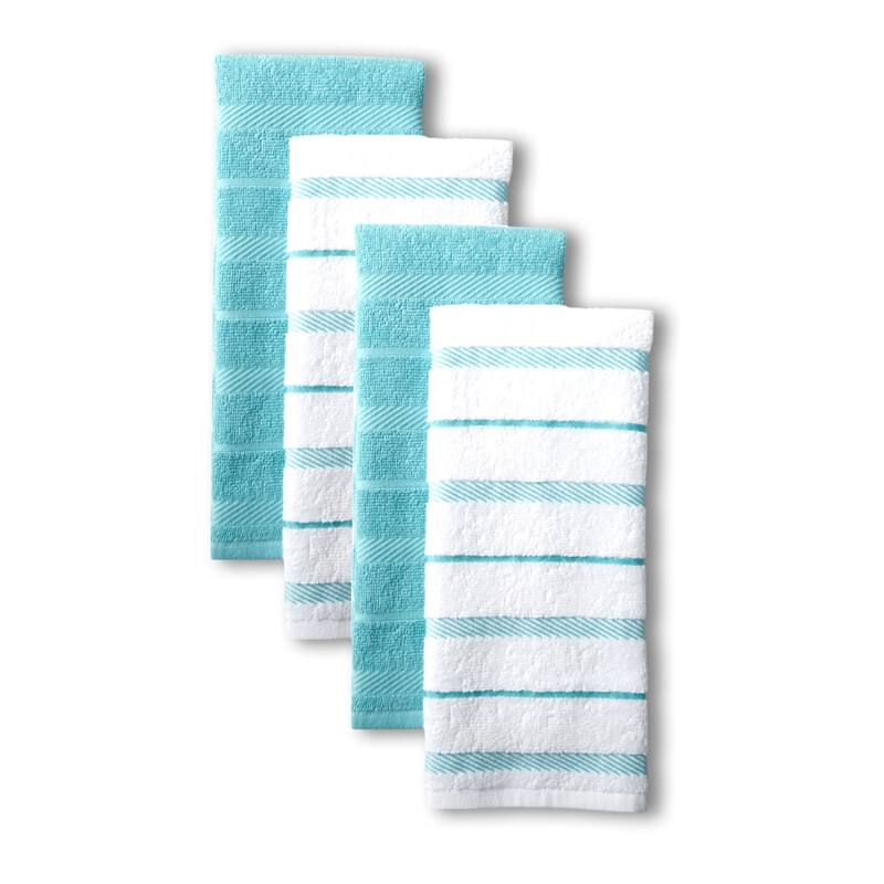 KitchenAid Albany Kitchen Towel Set, Set of 4 - 16"x26" - Aqua