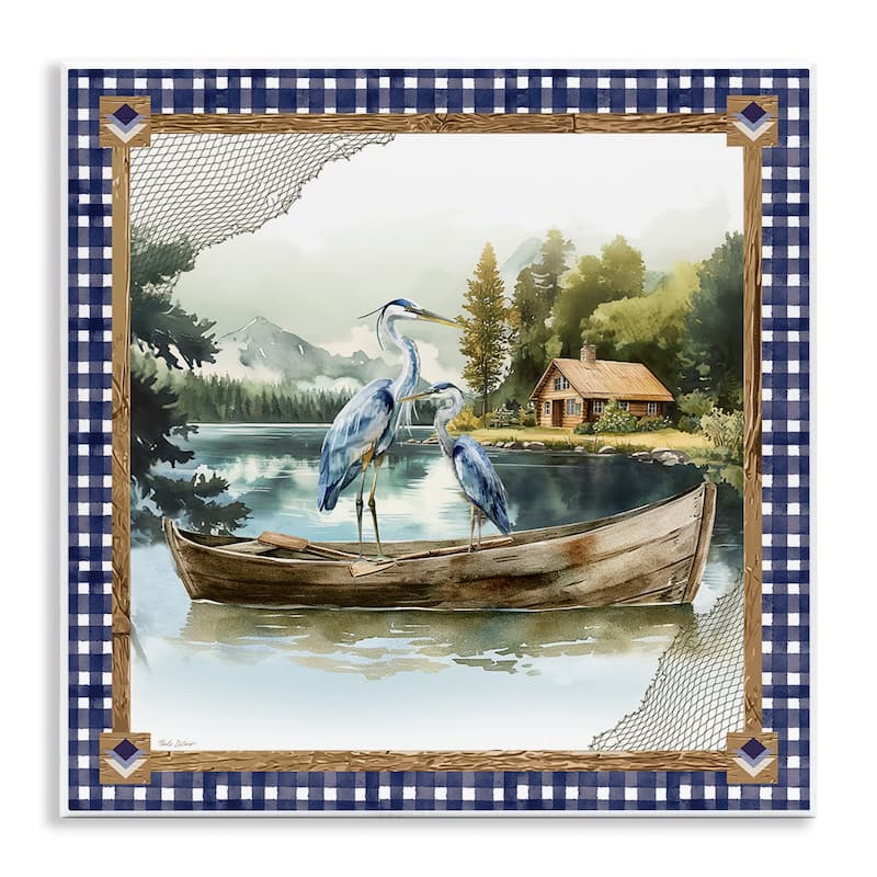 Stupell Herons on Boat with Tartan Wall Plaque Art Design By Nicole DeCamp - 12 x 12