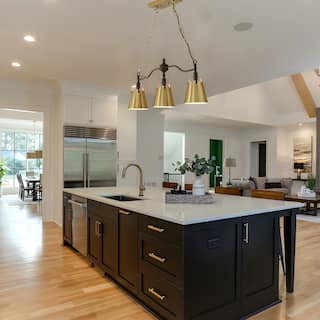 Gold Kitchen Island Chandelier Modern Linear Farmhouse Pendant Light for Dining Room with Flared Lampshades