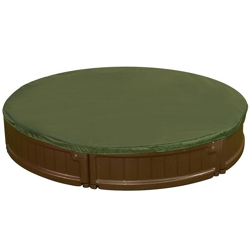 Modern Home 4ft Round All Weather Resistant Outdoor Sandbox Kit w/Cover, Durable All-Weather Circle Outdoor Play Box