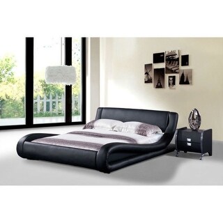 Queen Size Modern Black Faux Leather Platform Bed - Bed Bath & Beyond ...