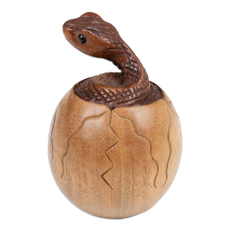 Novica Handmade The Baby Cobra Wood Sculpture