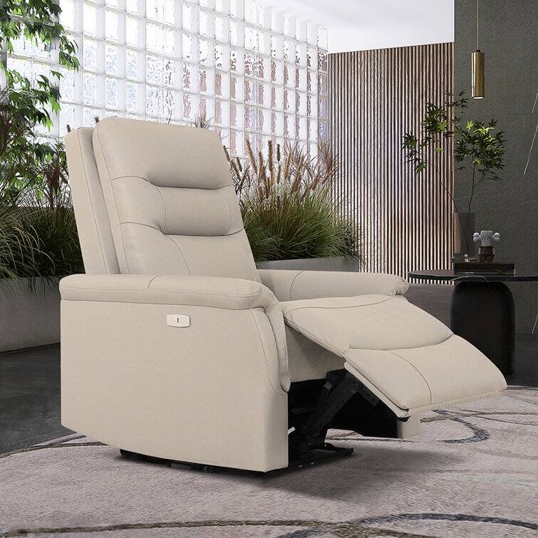 DENOSEN Modern Faux Leather Power Recliner Chair with USB Ports - LIGHT TAUPE