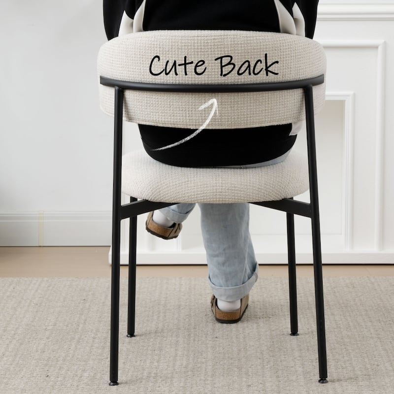 Modern Upholstered Dining Chairs with Curved Open Back and Black Metal Legs (Set of 4)