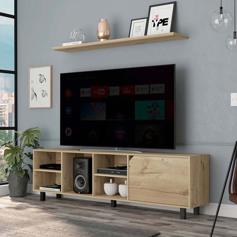 TV Stand for TV´s up 70", Four Open Shelves, Light Oak Finish