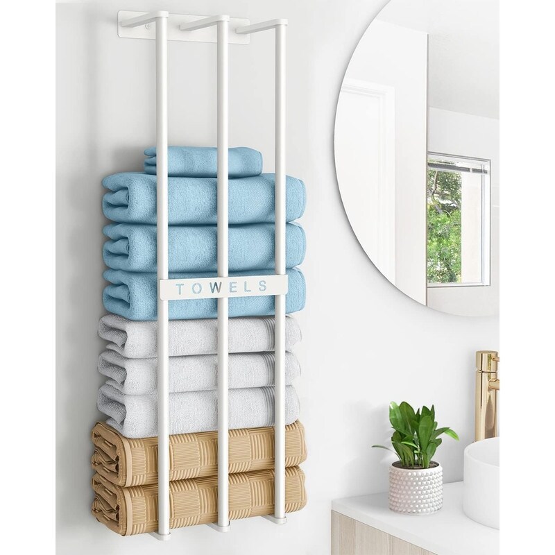 Bathroom Towel Storage Wall Bathroom Wall Mounted Towel Rack Rolled Towels Bed Bath Beyond 39588937