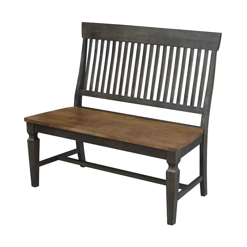 Solid Wood Vista Slatback Bench - Hickory/Washed Coal