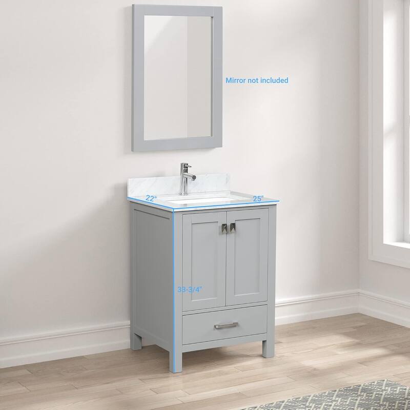 Blossom Geneva 24" Solid Wood Bathroom Vanity with Marble Top
