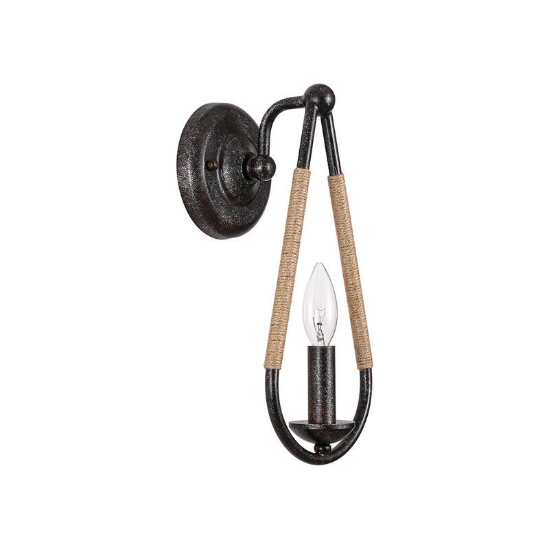 Rustic Hemp Rope Candle Style Single Wall Sconce