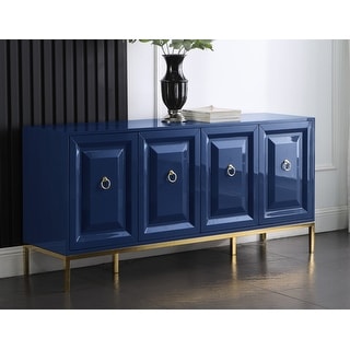 Best Master Furniture  65 Inch Lacquer Contemporary 4 Door Sideboard with Drawer (Navy)