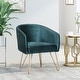preview thumbnail 24 of 31, Grelton Modern Glam Velvet Club Chair with Hairpin Legs by Christopher Knight Home - 27.50" L x 24.50" W x 31.00" H Teal + Gold