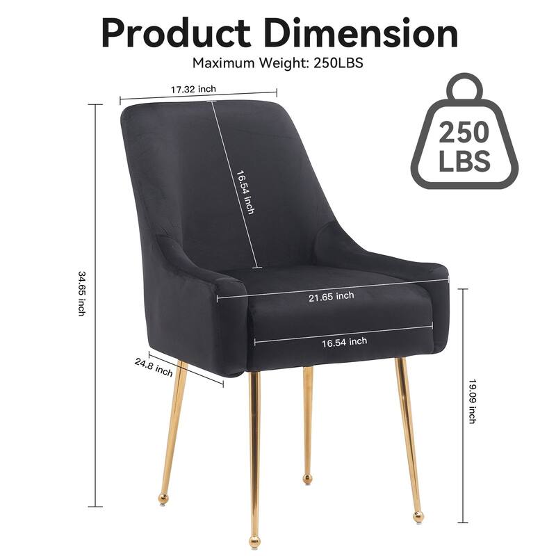 Tufted Velvet Upholstered Dining Chair Set of 2