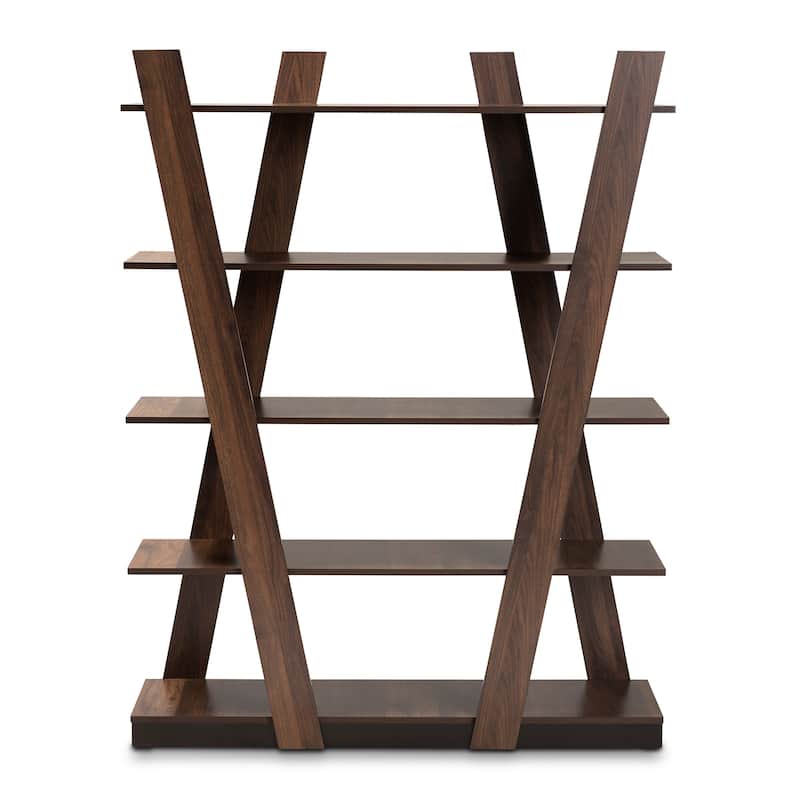 Michio Modern and Contemporary 5-Tier Wood Geometric Display Shelf