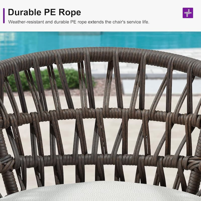 PURPLE LEAF Outdoor Dining Chairs Set of 2 Patio Bar Stools