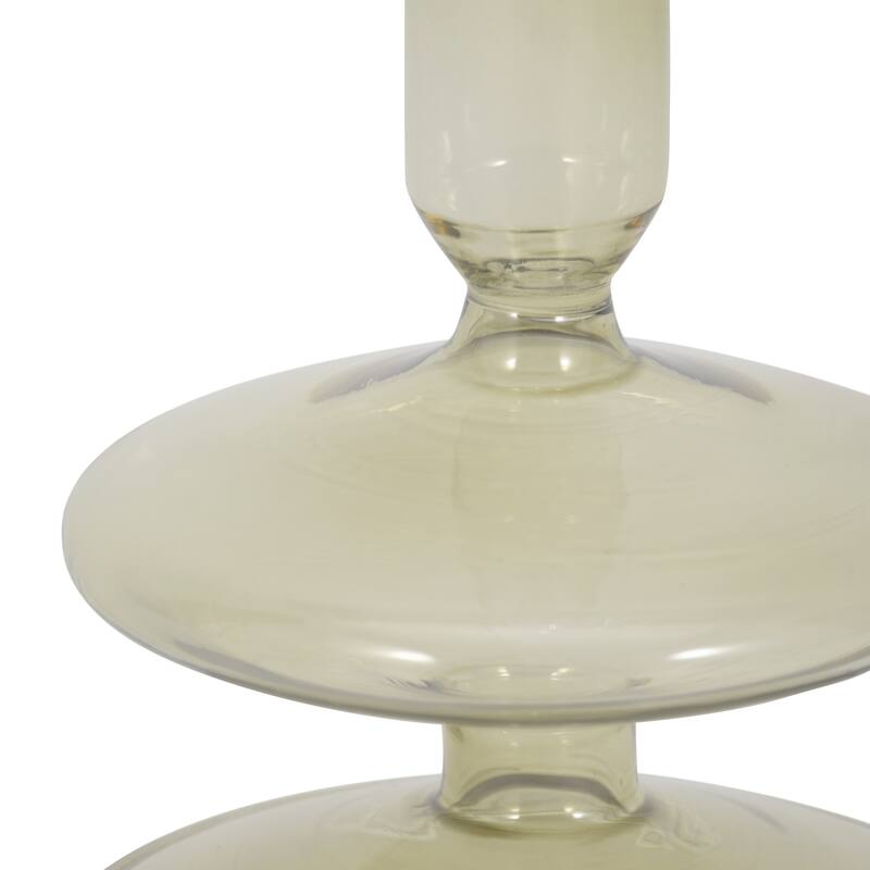 Sculptural Glass Candle Holder with Rounded Accent Base - Modern Tabletop Candle Holder for Any Room