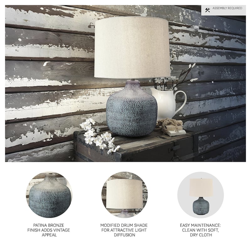 Malthace 24 Inch Metal Table Lamp - Patina